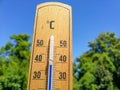 Thermometer on hot summer day Royalty Free Stock Photo