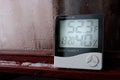 Thermometer and hygrometer of electronic to control temperature and humidity. Humidity indicator is indicated on the hygrometer of Royalty Free Stock Photo