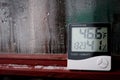 Thermometer and hygrometer of electronic to control temperature and humidity. Humidity indicator is indicated on the hygrometer of Royalty Free Stock Photo