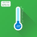 Thermometer icon. Business concept goal pictogram. Vector illustration on green background with long shadow. Royalty Free Stock Photo