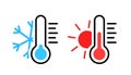 thermometer icon cold and heat, temperature scale symbol, cool and hot weather sign, simple isolated vector image Royalty Free Stock Photo
