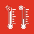 The thermometer icon. High and Low temperature Royalty Free Stock Photo