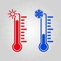The thermometer icon. High and Low temperature Royalty Free Stock Photo