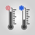 The thermometer icon. High and Low temperature Royalty Free Stock Photo