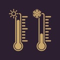 The thermometer icon. High and Low temperature Royalty Free Stock Photo