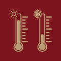 The thermometer icon. High and Low temperature Royalty Free Stock Photo
