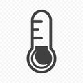 Thermometer icon. Minimalistic image of a thermometer with a simple scale and mercury. Isolated vector on transparent