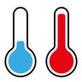 thermometer icon set, blue cold and red heat vector symbol illustration of a device that measures temperature Royalty Free Stock Photo