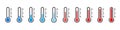 Thermometer icon. Temperature thermometer icon collection. Weather thermometer icon or sign