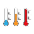 Thermometer icon, vector illustration. Cold, Hot, Normal weather. Flat design