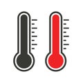 Thermometer icon on white background. Thermometer - medical device for measuring temperature flat vector icon for apps and