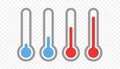 Thermometer icons set, cold and warm temperature scale