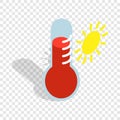 Thermometer indicates high temperature isometric