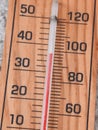 thermometer indicating high temperatures in summer