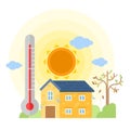 Thermometer Indicating Hot Weather and Summer House vector design