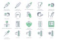 Thermometer line icons. Vector illustration include icon - infrared pyrometer, fahrenheit, contactless, thermostat