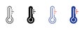 Thermometer Line and Silhouette Icon Color Set. Temperature Measurement Tool. Control Degree Instrument in Celsius or Royalty Free Stock Photo