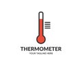 Thermometer logo design. Growing temperature scale. Thermometer scales. Different temperatures vector design and illustration.