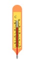 Thermometer marking a high temperature in Celsius degrees