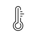 Thermometer Medicine Tool Line Icon. Temperature Measurement Instrument in Celsius or Fahrenheit Pictogram. Cold, Warm Royalty Free Stock Photo