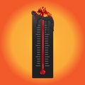 Thermometer Melt Because Hot Air. Vector Illustration