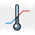 Thermometer with minimum and maximum temperature icon for weather forecast application or widget. Color version on light
