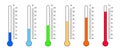 Thermometer readouts with Fahrenheit degree scales and numbers from cold to heat. Meteorology measurement tool isolated Royalty Free Stock Photo