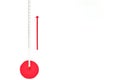 Thermometer and red arrow going up. High fever and extreme hot temprature at summer concept.