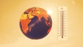 Global warming background with thermometer and earth