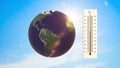 Global warming background with thermometer and earth