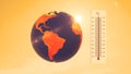 Global warming background with thermometer and earth
