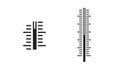 Thermometer scale gauge bar measuring temperature icon vector graphic, thermostat instrument medical tool vertical meter graph