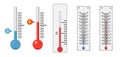 Thermometer, a set of thermometers for measuring temperature. Realistic thermometers.