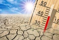 thermometer shows high temperature in summer heat