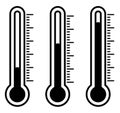 Thermometer silhouette illustration isolated on white. Autumnal black and white vector design. Weather measuring indicator black Royalty Free Stock Photo