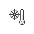 Thermometer and snowflake line icon