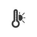 Thermometer. Summer temperature. Sun. Isolated icon. Weather vector illustration