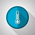 Thermometer symbol, flat design vector blue icon with long shadow Royalty Free Stock Photo
