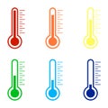 Thermometer symbol icons in different colors