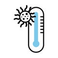 Thermometer temperature measure with covid19 particle line half color style