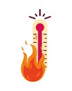 Thermometer temperature measure with fire flame