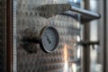 thermometer used to control the temperature in fermentation tank for wine Royalty Free Stock Photo