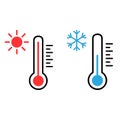 Thermometer vector icon set. Hot and cold weather illustration symbol collection.