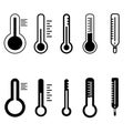 Thermometer vector icon set. temperature scale for weather or medicine illustration symbols collection. Royalty Free Stock Photo