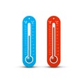 Thermometer vector icons - cold and hot temperature thermometers set Royalty Free Stock Photo