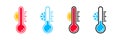 Thermometer vector icons with sun and snowflake. Hot and cold temperature scale for weather or freezer, isolated thermometer Royalty Free Stock Photo