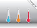 Thermometer vector illustration, there are three conditions : cold, warm and hot. Medicine and health design concept.