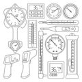 Thermometer vector illustration on white background . Isolated outline set icon barometer. Vector outline set icon Royalty Free Stock Photo