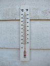 Exterior spirit thermometer on the wall Royalty Free Stock Photo