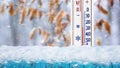 The thermometer on a winter background shows minus 25 degrees Royalty Free Stock Photo